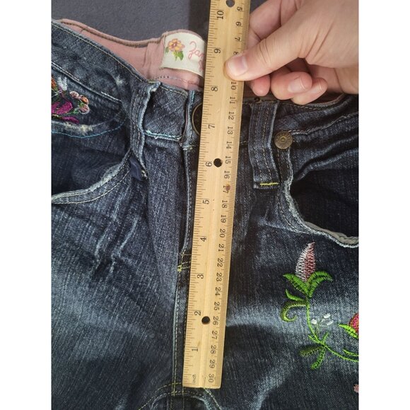 ZANA DI Jeans Juniors SZ 9 Embroidered Boho Hippie y2k vintage jeans Floral - Picture 12 of 15